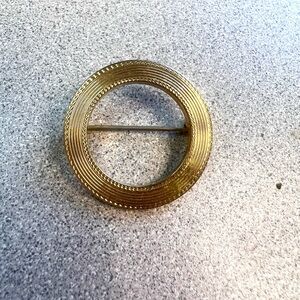 Monet Gold Vintage Lapel Textured Circle Brooch